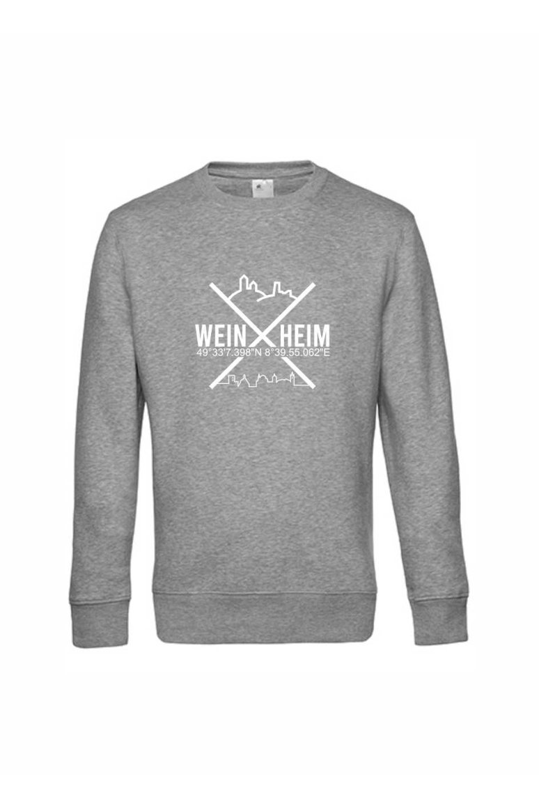 Sweatshirt Weinheim Koordinaten Kreuz (Druckfarbe weiß)
